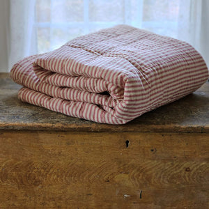 Red Ticking Stripe Quilt