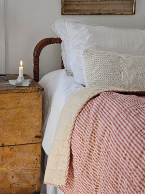 Red Ticking Stripe Quilt