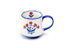 Red White and Blue Folk Art Flower Mug