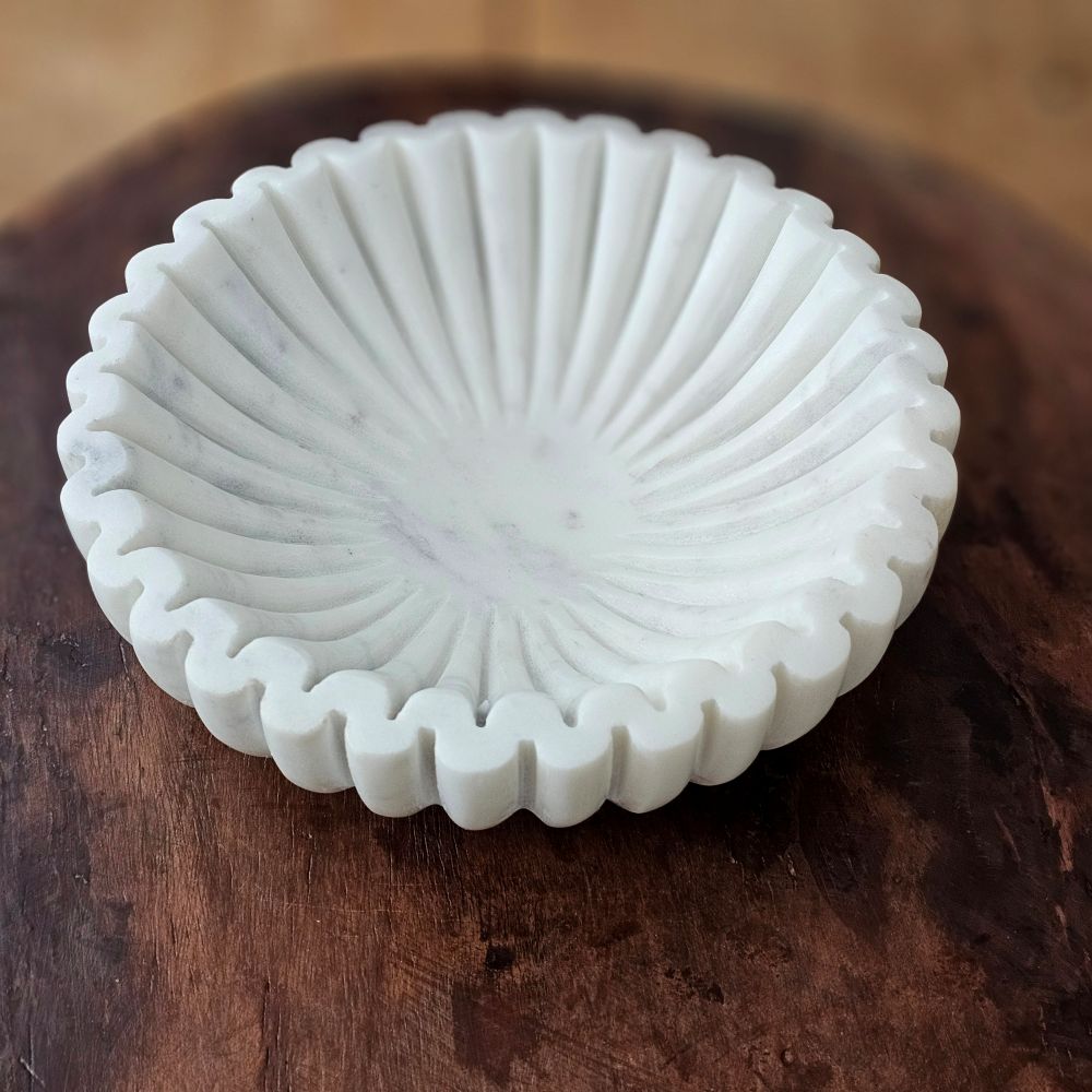 Ribbed Marble Bowl