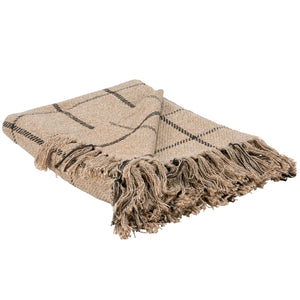 Get cozy and transform your favorite space with the refined style and complete comfort of this Rustic Black Windowpane Throw Blanket. This woven cotton throw features a black grid design on a rustic beige weave with tassels on top and bottom. This soft throw is perfect for creating a cozy home no matter the season. Crafted of 100% cotton, finished with a tassel edges, this throw is machine washable for easy care. 50"W x 60"H