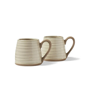 Rustic Ribbed Stoneware Tea Mugs