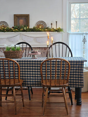 Rustic Blue Check Tablecloth