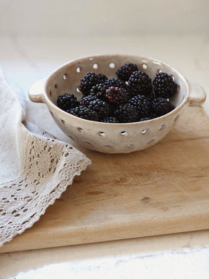 Rustic Ceramic Colander Berry Bowl