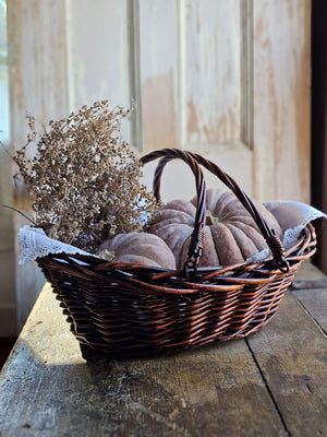 Rustic French Country Willow Basket with Folding Handles