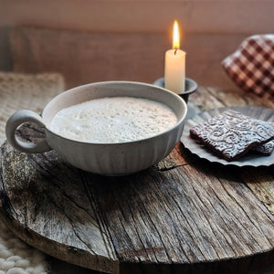 Rustic Ceramic White Bowl with Handle