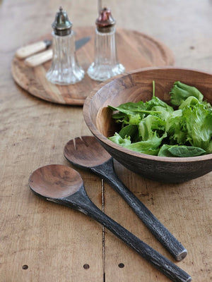 Rustic Wood Salad Bowl and Server Set