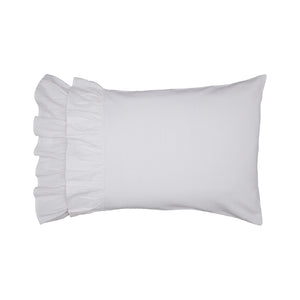 Our Serenity White Lush Ruffle Pillowcase Set brings dreamy cottage style to any bedroom. This ultra soft pillowcase set features two lavish rows of ruffles accenting the open edge of the pillowcases. Each ruffle measures 5" long with the top ruffle slightly overlapping the other. These 100% cotton pillowcases feature a weave with a substantial-weight that lends a vintage, old-world linen look and is both durable and surprisingly soft to the touch.