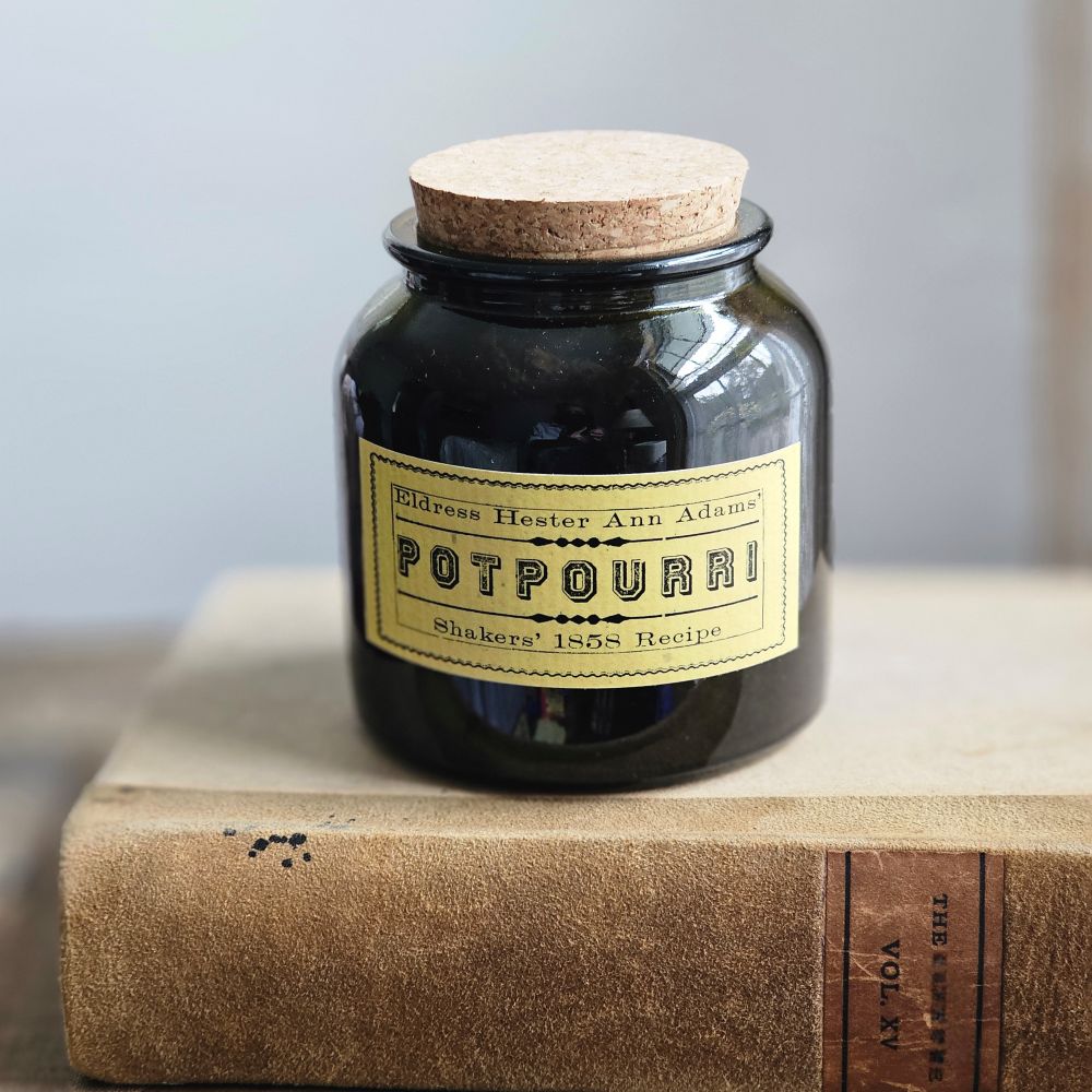This old-timey, spicy blend of rose buds, lavender, cinnamon will fill your home with a sense of warmth and soothing calm. In 1858, Eldress Hester Ann Adams created this Shakers' Recipe Potpourri