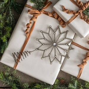 Silver Bead and Pearl Star Tree Topper
