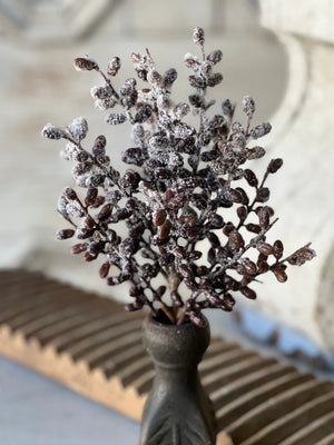 Evoke the serene beauty of a frost-kissed winter landscape with this artfully crafted faux botanical. Featuring delicate seed pods in rich, earthy tones adorned with a pristine coating of crystalline snow, this decorative Snowy Seed Pods Bush captures the quiet elegance of a dormant garden.