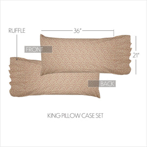 Add beautiful texture and vintage style to your bedroom with the Sweet Prairie Pillowcase Set. This cotton pillow slip set includes a delightful vintage floral pattern in soft creamy yellow with small mauve flowers and moss green details. The set features double-sewn seams for extra durability as well as extra length to ensure good coverage of your fill pillow (not included). An generous 8-inch ruffle lends country cottage elegance. The 100% cotton weave features a crisp, vintage feel.