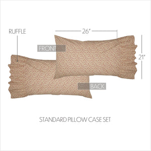 Add beautiful texture and vintage style to your bedroom with the Sweet Prairie Pillowcase Set. This cotton pillow slip set includes a delightful vintage floral pattern in soft creamy yellow with small mauve flowers and moss green details. The set features double-sewn seams for extra durability as well as extra length to ensure good coverage of your fill pillow (not included). An generous 8-inch ruffle lends country cottage elegance. The 100% cotton weave features a crisp, vintage feel.