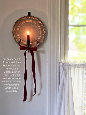 Taper Candle Sconce and Plate Holder with Red Velvet Bow