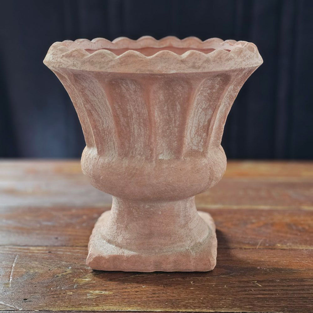 Terracotta Urn with Scalloped Edge