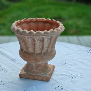 Terracotta Urn with Scalloped Edge