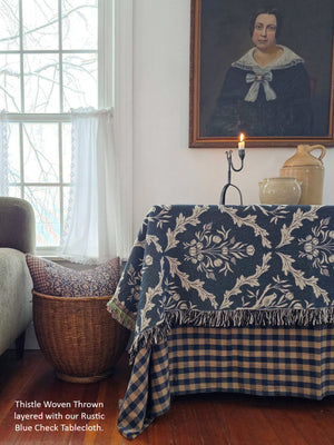 Rustic Blue Check Tablecloth