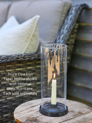 Truro Cast Iron Taper Holder with Optional Glass Hurricane