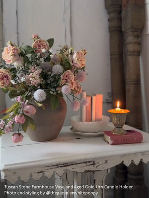 Aged Gold Fluted Urn Taper Candle Cup