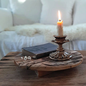 Add vintage sophistication to any room with our Victoria Golden Taper Candle Holder. Features a distressed antiqued golden finish with a textural design that enhances the patina. Fits regular size taper candle. Made of resin.