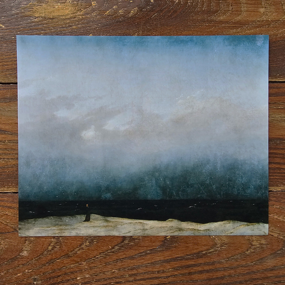 This Vintage Landscape Art Print, Fog Rolling In, adds an enchanted charm to any room. A shadowy figure stands among a moody landscape blues that blend together to create this dreamy scene. The art is printed on high quality card stock with archival ink. Original art has been digitally retouched to preserve characteristics, grain and cracks. Image size: 8"x10". Print only. No frame included.
