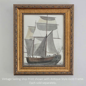 The Vintage Sailing Ship Print lends an antique nautical charm to any room.&nbsp; It is printed on high quality card stock with archival ink. Original art has been digitally retouched to preserve characteristics, grain and cracks. Image size: 8"x 10". No frame included.