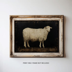 Sheep Art Print with Dark Background