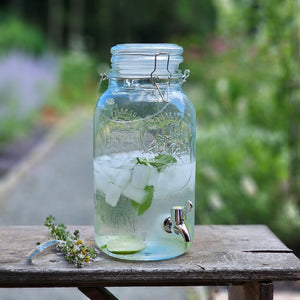Vintage Style Glass Flip-Top Bail Wire Jar Drink Dispenser