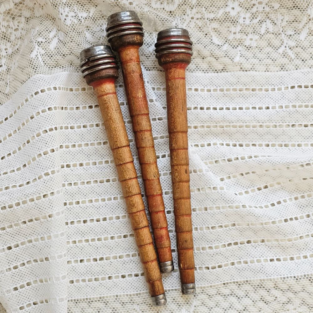 Vintage Industrial Textile Bobbin Spool, Set of Three