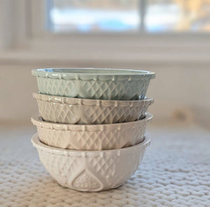 Our Vintage Style Ceramic Dessert Bowl has been meticulously crafted by hand and inspired by a traditional depression vintage glass pattern. Featuring a decorative floral motif from the early 1900’s, each piece is made from the highest quality materials sourced from around the world. Each piece has been hand painted with a transparent subtle color to give it an old world charm. 