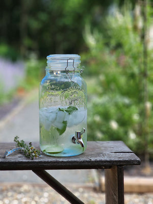Vintage Style Glass Flip-Top Bail Wire Jar Drink Dispenser