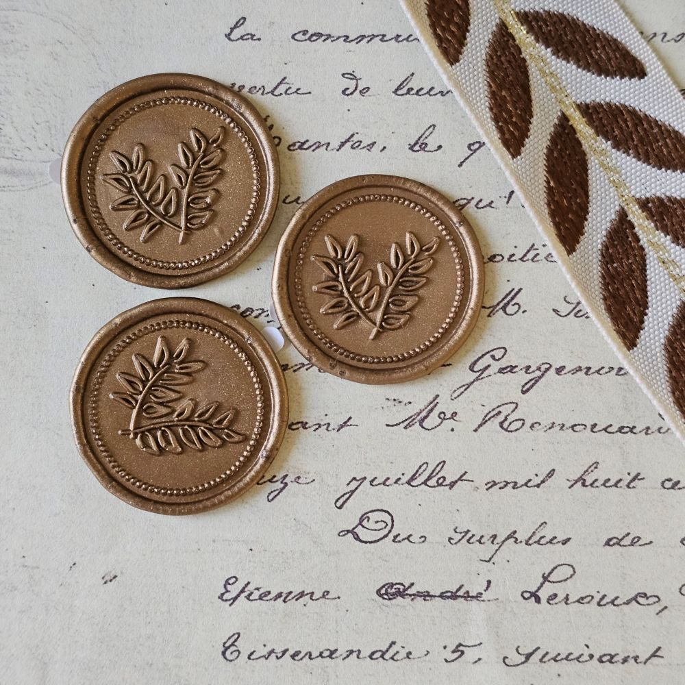 Wax Seal Sticker with Laurel Leaf Design, Set of Six