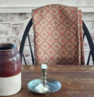 Add antique cottage charm with this Welsh Inspired Throw Blanket, Red and Green. Influenced by vintage Welsh tapestry patterns, this Welsh Inspired Throw Blanket adds instant warmth and character to any room. The throw features dark flax beige with red and green design pattern. It is made from premium cotton and is machine washable for simple upkeep.