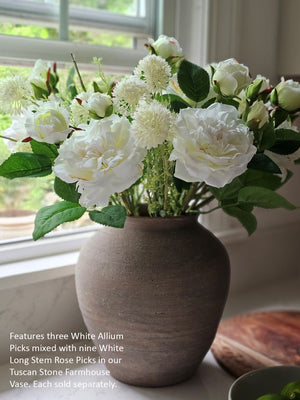 White Allium mixed with White Roses