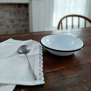 White Enamel Soup Bowls, Set of two