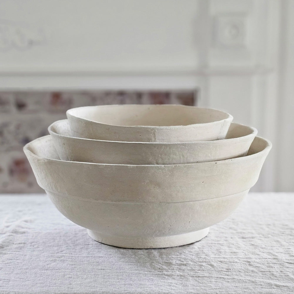 White Enamel Bowls with Black Rims - Farmhouse Wares