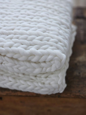 White Chunky Knit Throw