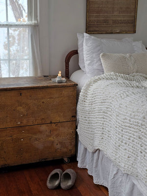 White Chunky Knit Throw