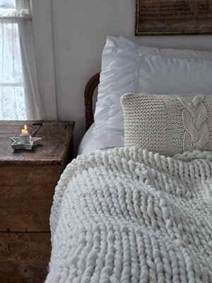 White Chunky Knit Throw