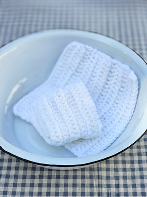 White Crochet Washcloth, Set of Two