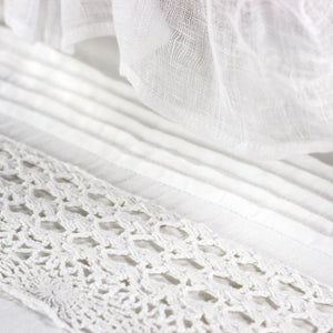 White Linen and Lace Duvet Cover and Sham Set