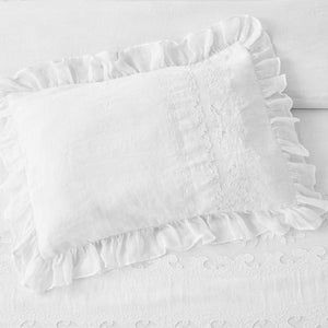 White Linen and Lace Duvet Cover and Sham Set