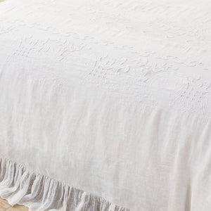 White Linen and Lace Duvet Cover and Sham Set