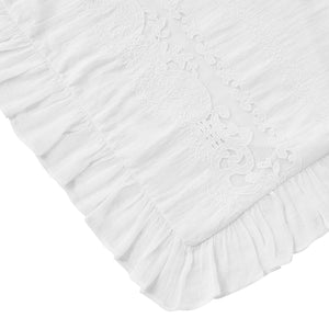 White Linen and Lace Duvet Cover and Sham Set