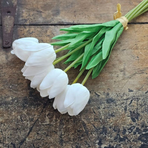 White Tulip Bunch, White Tulip Bouquet, Realtouch Tulips, Faux Tulips, Artificial Tulips