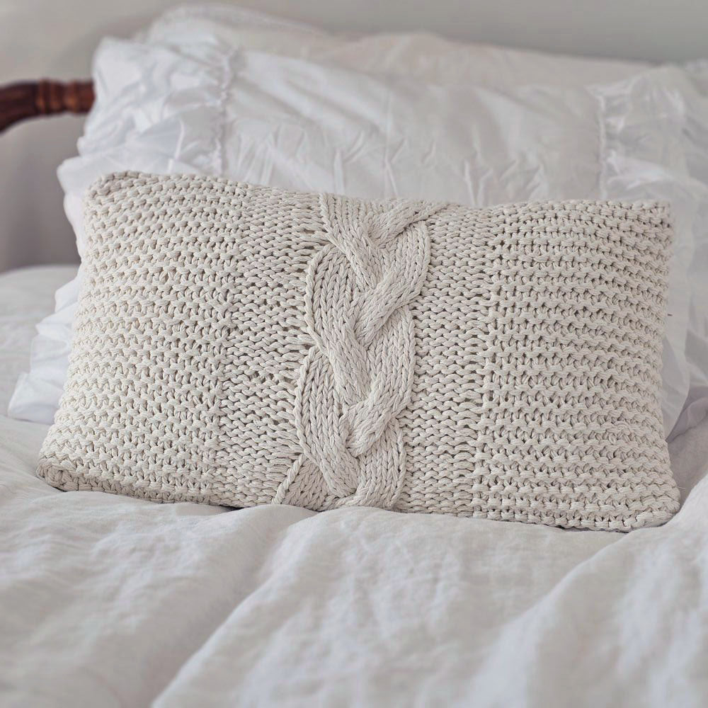White Cable Knit Pillow