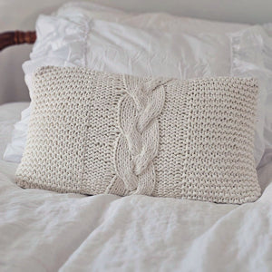White Cable Knit Pillow
