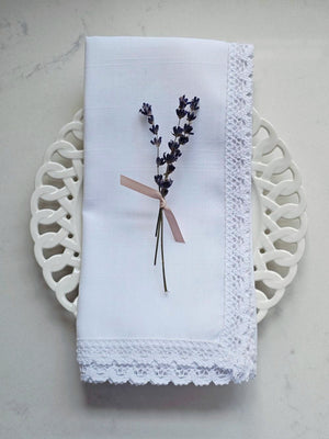 White Lace Napkins, Set of Two