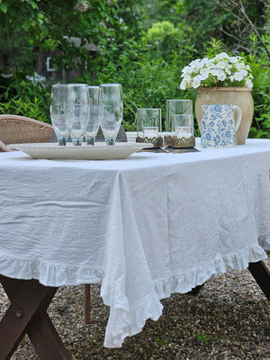 White Ruffle Prairie Tablecloth