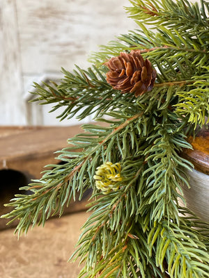 White Spruce Candle Ring, Christmas Decor, Winter Evergreen Decor, Pine Cone and Evergreens, Christmas Candle Ring, Cabin decor